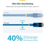 StarTech.com Ultra Slim Cat6A Ethernet Cable 30cm RJ45 to RJ45 Blue 10Gbps FTP