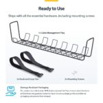 StarTech.com Under Desk Cable Management Tray 24" Long Steel Black 5kg Capacity Screw-On Installation