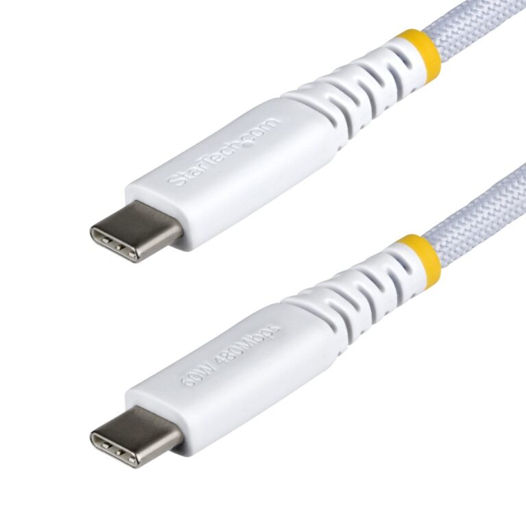 StarTech.com USB-C Charging Cable 2m USB-C to USB-C 60W 3A PD White Braided Nylon