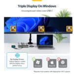 StarTech.com USB-C Docking Station Triple 4K Displays 2x 60Hz 1x 30Hz 100W PD 6 USB Ports Gigabit Ethernet Grey