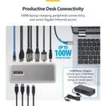 StarTech.com USB-C Docking Station Triple 4K Displays 2x 60Hz 1x 30Hz 100W PD 6 USB Ports Gigabit Ethernet Grey