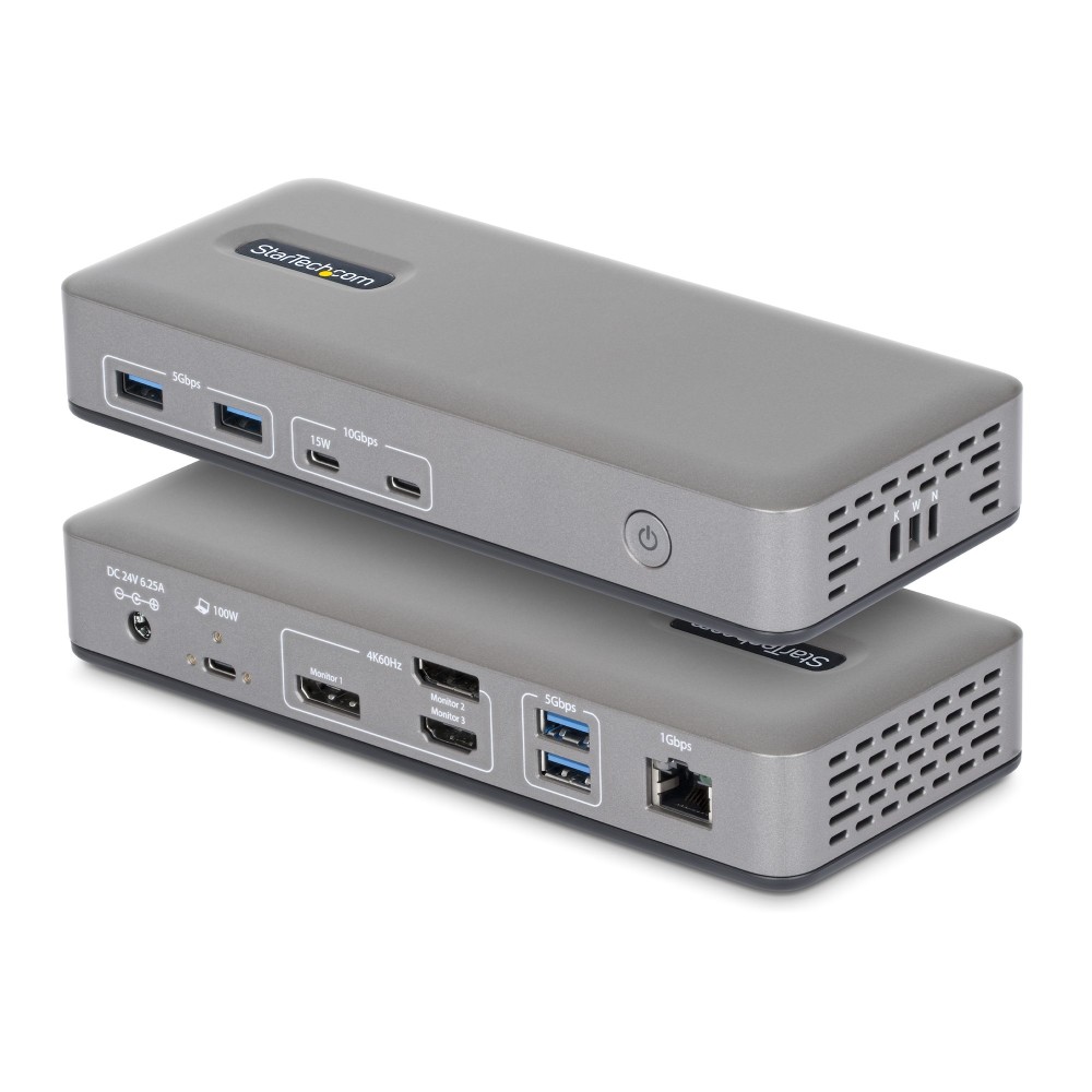 StarTech.com USB-C Docking Station Triple 4K Displays 2x 60Hz 1x 30Hz 100W PD 6 USB Ports Gigabit Ethernet Grey StarTech.com USB-C Docking Station Triple 4K Displays 2x 60Hz 1x 30Hz 100W PD 6 USB Ports Gigabit Ethernet Grey