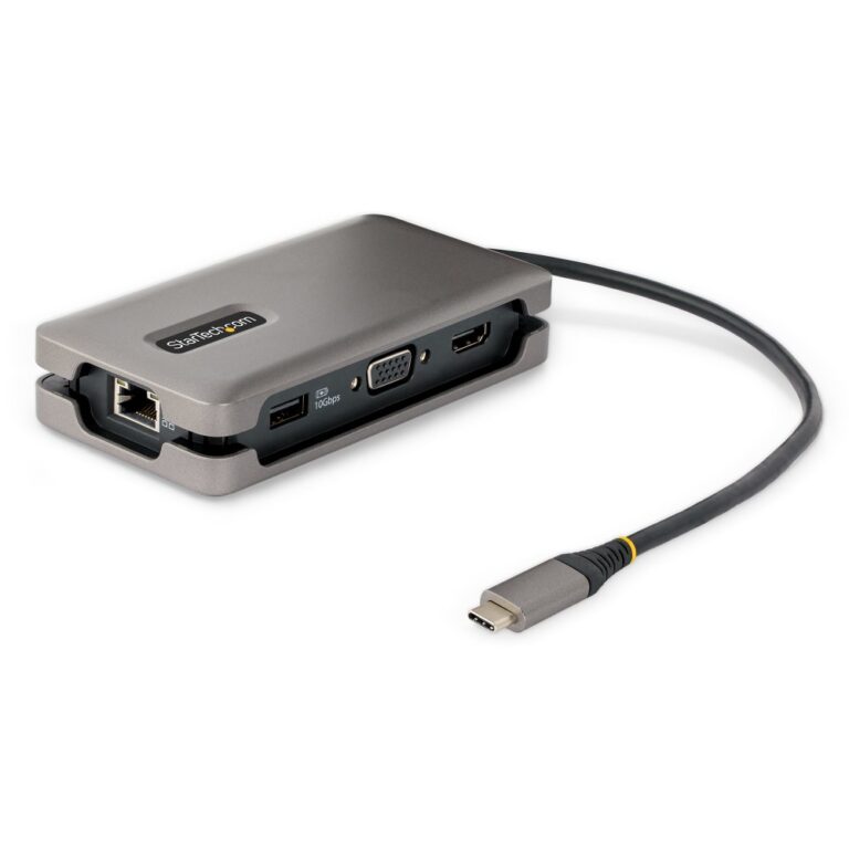 StarTech.com USB-C Multiport Adapter 4K 60Hz HDMI VGA 3-Port USB 3.2 Gen 2 Hub 100W PD Gigabit Ethernet 30cm Grey