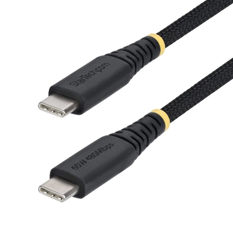 StarTech.com USB-C to USB-C Charging Cable 1m 60W PD 3A USB 2.0 Braided Nylon Black