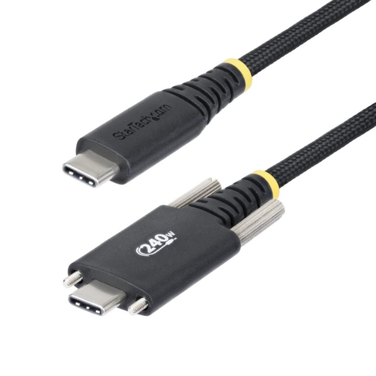StarTech.com USB-C to USB-C Charging Cable 3m 240W 5A PD 3.1 EPR Side Screw Locking Black