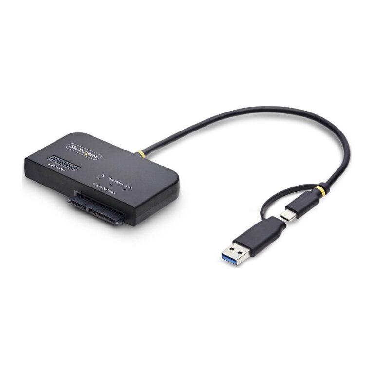 StarTech.com USB-C USB-A M.2 NVMe 2.5" 3.5" SATA Adapter 10Gbps Tool-Free Hot-Swap 2 Drive Access Black