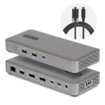 StarTech.com USB4 Docking Station Dual 4K 144Hz 100W PD 2.5GbE USB-C Dock for Mac and Windows Grey