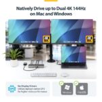 StarTech.com USB4 Docking Station Dual 4K 144Hz 100W PD 2.5GbE USB-C Dock for Mac and Windows Grey