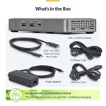 StarTech.com USB4 Docking Station Dual 4K 144Hz 100W PD 2.5GbE USB-C Dock for Mac and Windows Grey