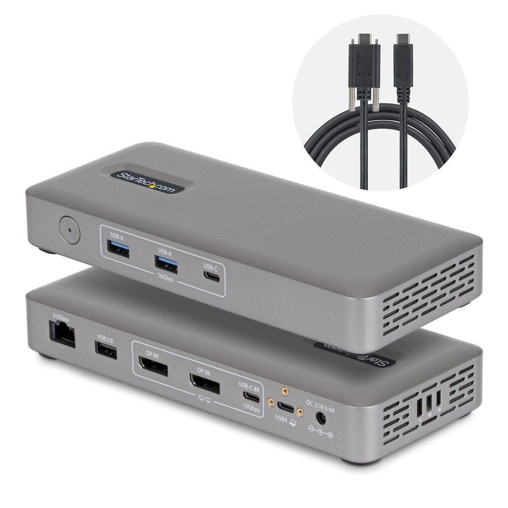 StarTech.com USB4 Docking Station Dual 4K 144Hz 100W PD 2.5GbE USB-C Dock for Mac and Windows Grey StarTech.com USB4 Docking Station Dual 4K 144Hz 100W PD 2.5GbE USB-C Dock for Mac and Windows Grey