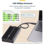 StarTech.com USB4 M.2 NVMe Enclosure 40Gbps Thunderbolt Compatible Aluminium Heatsink Case Black