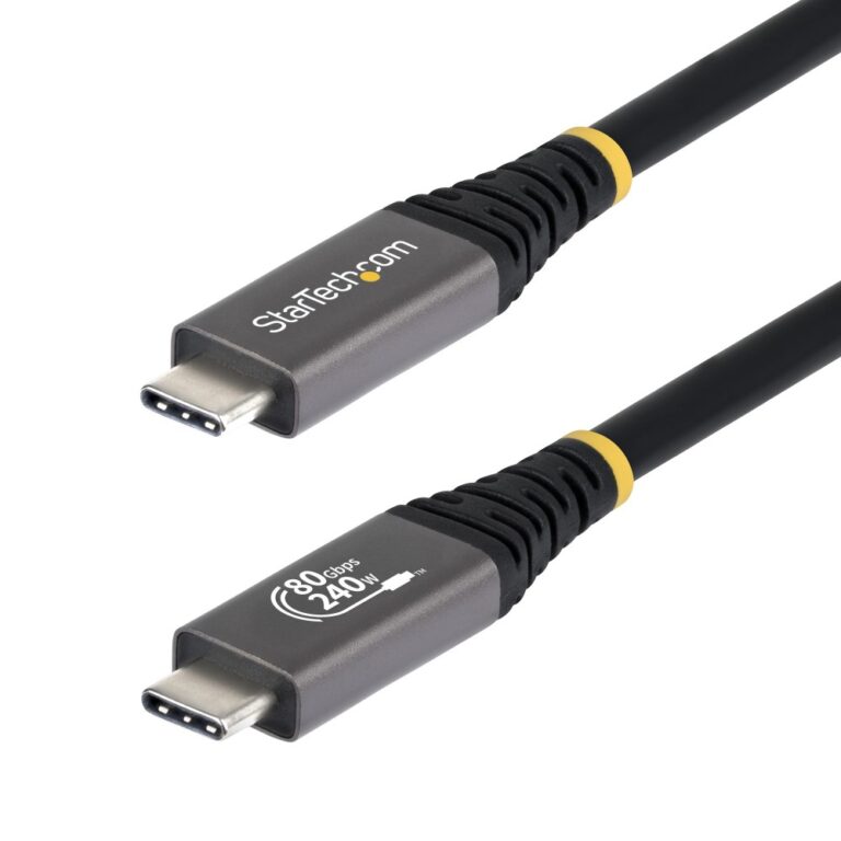 StarTech.com USB4 USB-C to USB-C Cable 1.5m 80Gbps 240W PD 8K 120Hz DisplayPort 2.1 Thunderbolt 4 Compatible Black