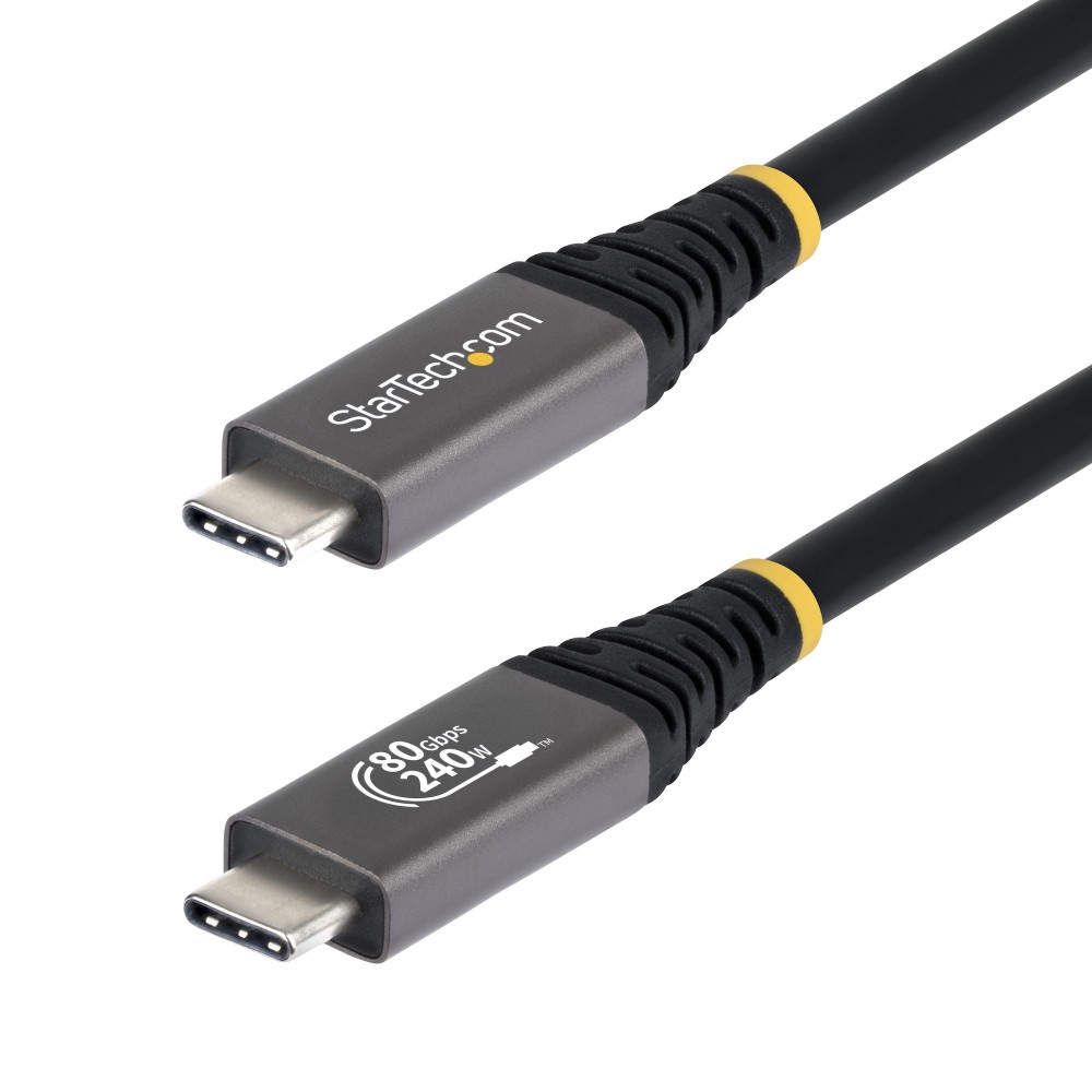 StarTech.com USB4 USB-C to USB-C Cable 1.5m 80Gbps 240W PD 8K 120Hz DisplayPort 2.1 Thunderbolt 4 Compatible Black StarTech.com USB4 USB-C to USB-C Cable 1.5m 80Gbps 240W PD 8K 120Hz DisplayPort 2.1 Thunderbolt 4 Compatible Black