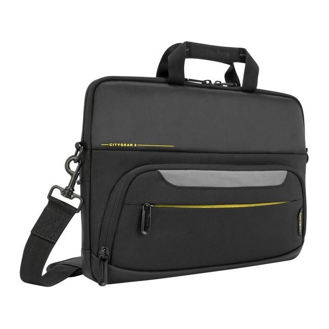 Targus City Gear Laptop Briefcase 14" Slim Topload with Shoulder Strap and Front Pocket Black