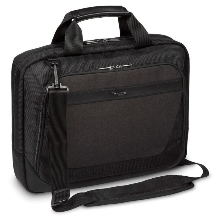 Targus CitySmart 14" Laptop Briefcase Black Grey Padded with Shoulder Strap and Trolley Retainer