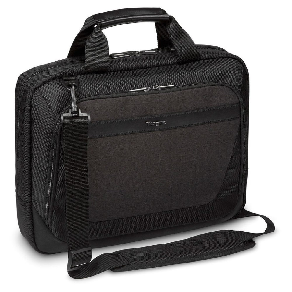Targus CitySmart 14" Laptop Briefcase Black Grey Padded with Shoulder Strap and Trolley Retainer Targus CitySmart 14" Laptop Briefcase Black Grey Padded with Shoulder Strap and Trolley Retainer