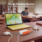 Targus HyperJuice Flex 10K Power Bank 10000mAh 30W USB-C PD Built-in Cable LED Display White Orange
