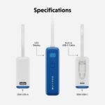 Targus HyperJuice Flex 10K Power Bank 30W USB-C PD 10000mAh Built-in Cable White Blue