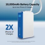 Targus HyperJuice Flex 10K Power Bank 30W USB-C PD 10000mAh Built-in Cable White Blue