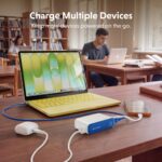 Targus HyperJuice Flex 10K Power Bank 30W USB-C PD 10000mAh Built-in Cable White Blue