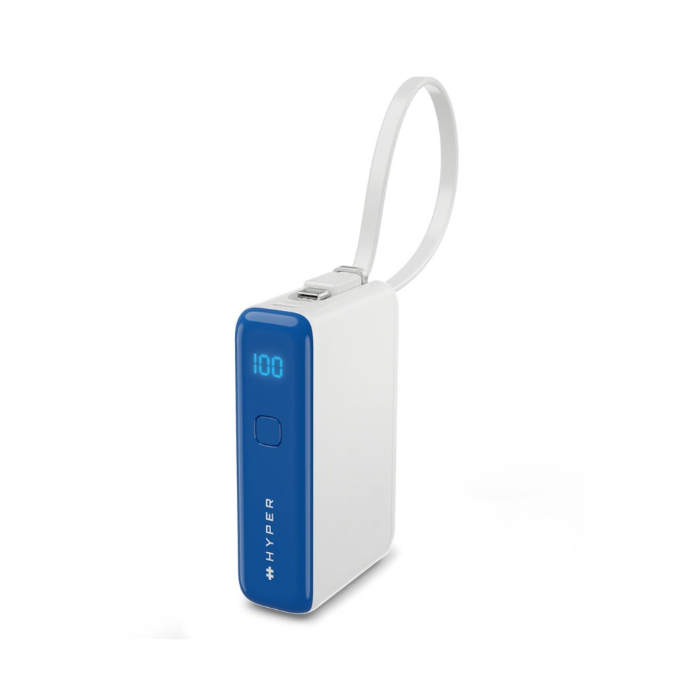 Targus HyperJuice Flex 10K Power Bank 30W USB-C PD 10000mAh Built-in Cable White Blue Targus HyperJuice Flex 10K Power Bank 30W USB-C PD 10000mAh Built-in Cable White Blue