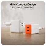 Targus HyperJuice Flex 45W GaN Wall Charger 2 USB-C Ports White Orange