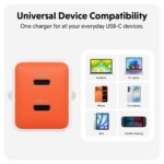 Targus HyperJuice Flex 45W GaN Wall Charger 2 USB-C Ports White Orange