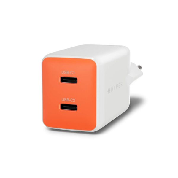 Targus HyperJuice Flex 45W GaN Wall Charger 2 USB-C Ports White Orange