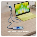 Targus HyperJuice Flex 45W GaN Wall Charger Dual USB-C USB Power Delivery White Orange