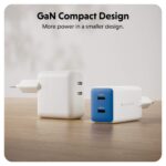 Targus HyperJuice Flex 45W GaN Wall Charger Dual USB-C USB Power Delivery White Orange