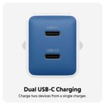 Targus HyperJuice Flex 45W GaN Wall Charger Dual USB-C USB Power Delivery White Orange