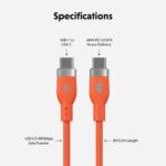 Targus HyperJuice Flex USB-C to USB-C Cable 1.5 m 60 W USB Power Delivery USB 2.0 Orange