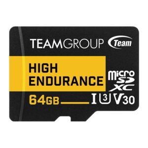 Team Group High Endurance MicroSDXC Card 64 GB UHS-I U1 V30 100 MB/s Read for Monitoring