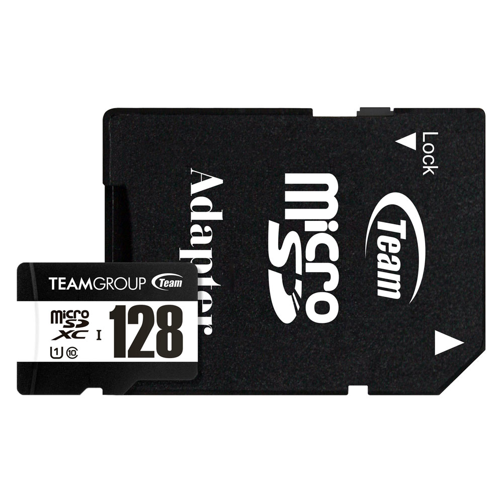 Team Group TUSDX128GCL10U03 MicroSDXC Card 128GB UHS-I Class 10 100MB/s Read Waterproof Dustproof Adapter Included Team Group TUSDX128GCL10U03 MicroSDXC Card 128GB UHS-I Class 10 100MB/s Read Waterproof Dustproof Adapter Included