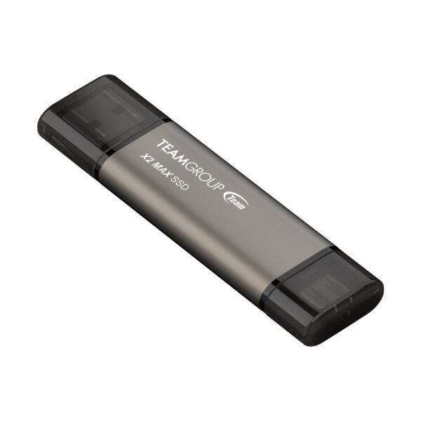 Team Group X2 MAX External SSD 1 TB USB 3.2 Gen 2 Type-A and Type-C Read 1000 Write 900 MB/s Grey