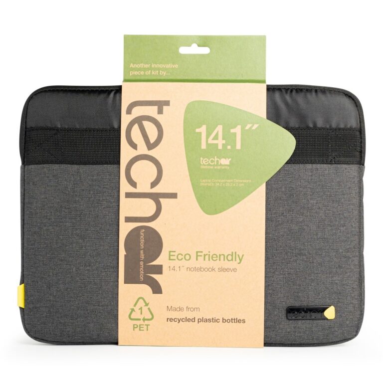 Techair TAECV010 Eco Sleeve for 12-14.1" Laptops Dark Grey Recycled Polyester Zipper