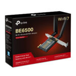 TP-Link Archer TBE400E BE6500 Wi-Fi 7 PCIe Adapter, 2880 Mbit/s, Bluetooth 5.4, Black