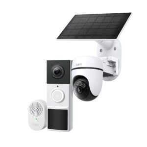 TP-Link Tapo D210C610KIT Smart Security Kit Video Doorbell and Camera 2K Solar Pan-and-Tilt White