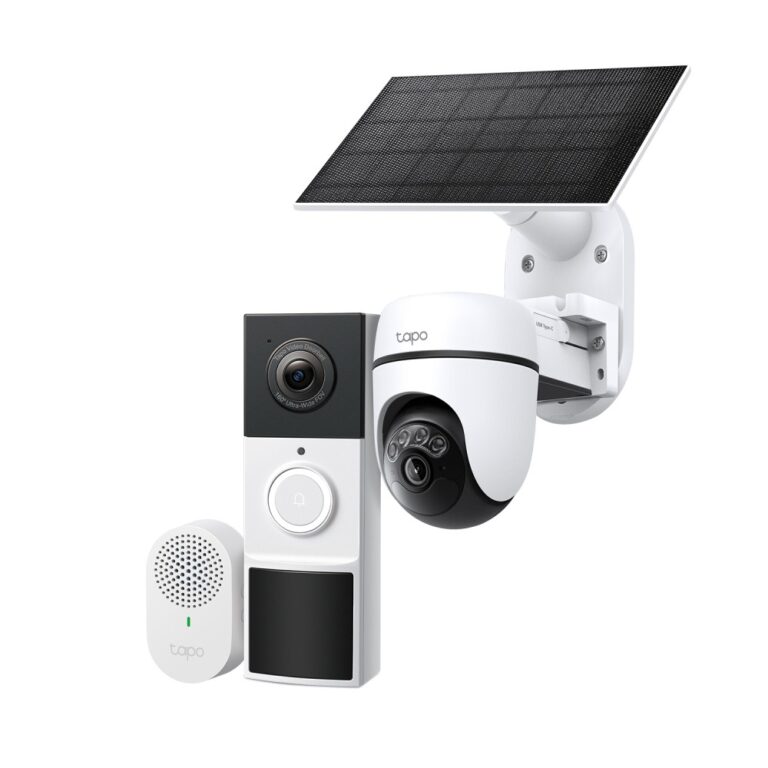 TP-Link Tapo D210C610KIT Smart Security Kit Video Doorbell and Camera 2K Solar Pan-and-Tilt White