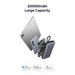 Ugreen 20000mAh Power Bank 30W 3 USB-C 1 USB-A with Built-in USB-C Cable Grey