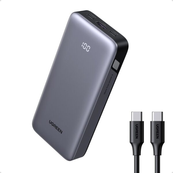 Ugreen 20000mAh Power Bank 30W PD 2x USB-C 1x USB-A Fast Charging Grey