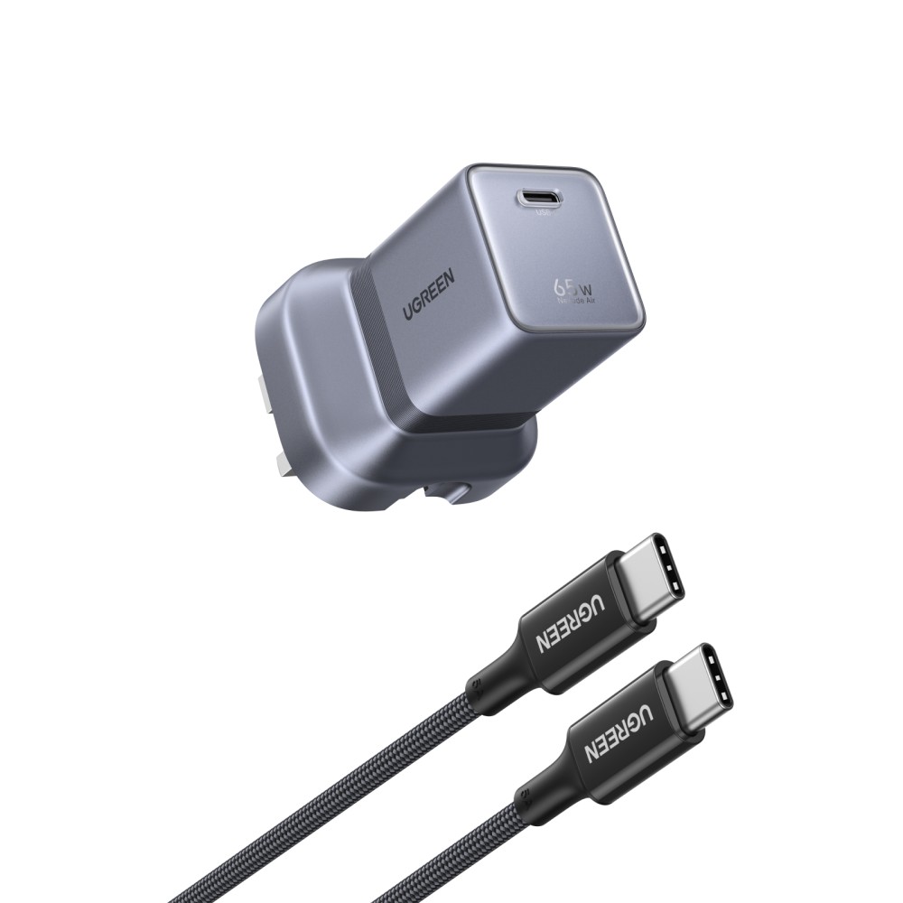 Ugreen Nexode Air 65W USB-C Mini GaN Charger with 1m USB-C to USB-C Cable Grey Ugreen Nexode Air 65W USB-C Mini GaN Charger with 1m USB-C to USB-C Cable Grey