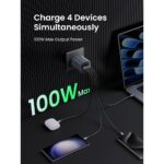 Ugreen NEXODE S 100W GaN Indoor Charger 4 Ports USB-C USB-A AC Adapter for Laptop Phone Tablet Power Bank