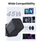 Ugreen Zapix 45W USB-C GaN Fast Charger Power Delivery 3.0 Black UK 3-Pin Plug