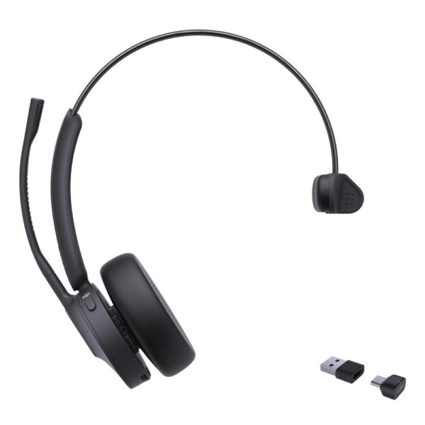 Yealink BH70 Mono Wireless Headset Bluetooth 5.2 USB-C/A Dongle Noise Cancelling Mic for Teams Call Centre Black