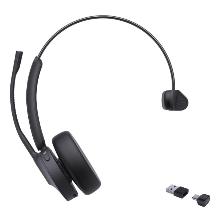 Yealink BH70 Mono Wireless Headset Bluetooth 5.2 USB-C/A Dongle Noise Cancelling Mic for Teams Call Center Black