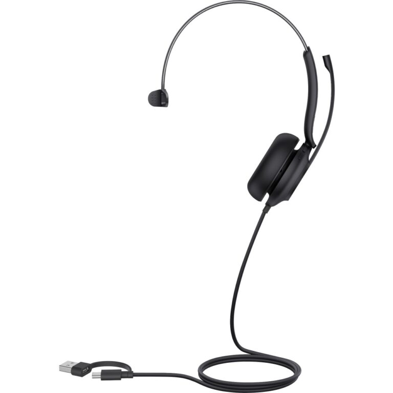 Yealink UH35 Monaural Headset Wired USB-C USB-A Boom Microphone Teams Optimized Black
