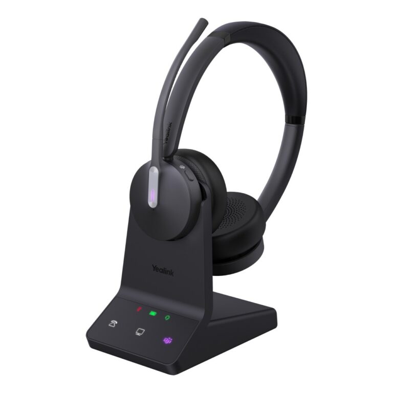 Yealink WH64 Dual Teams Wireless Headset DECT Bluetooth 5.2 USB-C Boom Mic Binaural Base Station Black