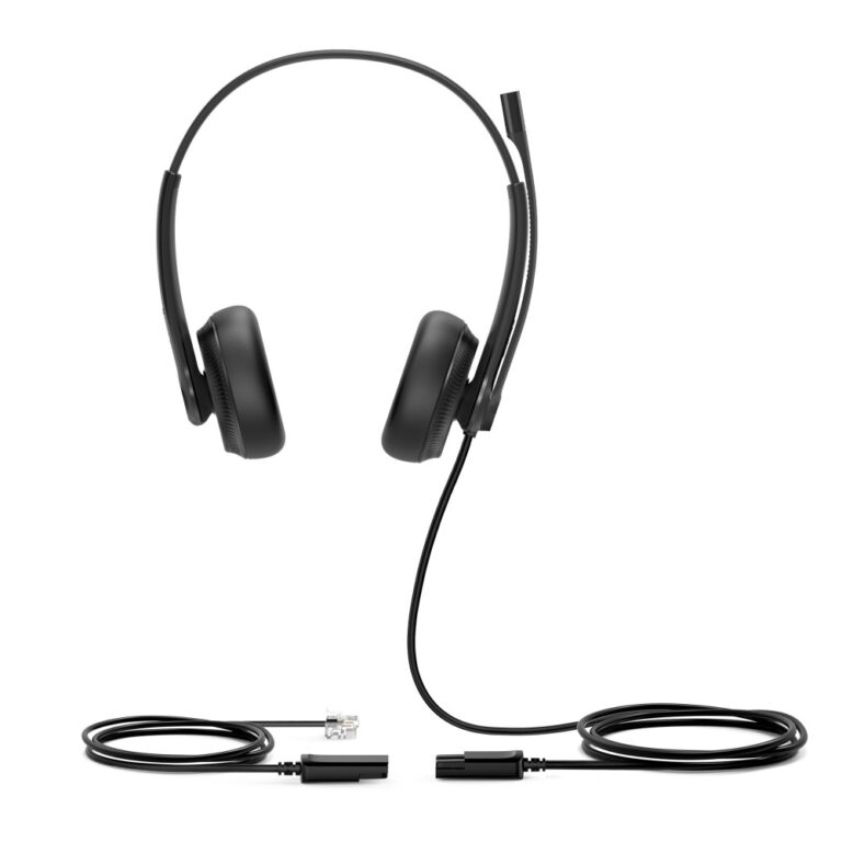 Yealink YHS34 Binaural Wired Headset Boom Microphone Noise Canceling Black 2.1m Cable