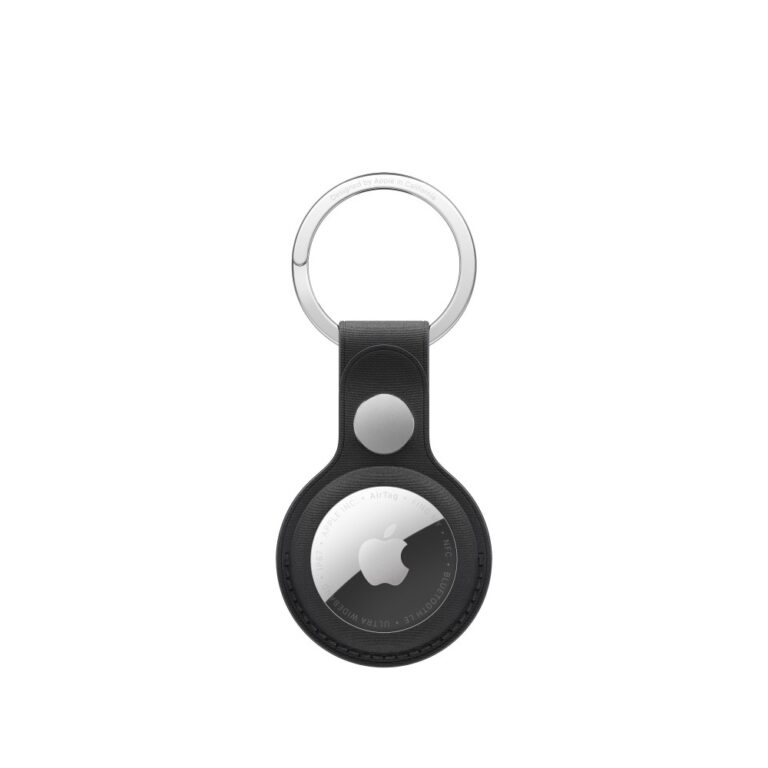 Apple AirTag FineWoven Key Ring Black Stainless Steel and FineWoven Material Accessory